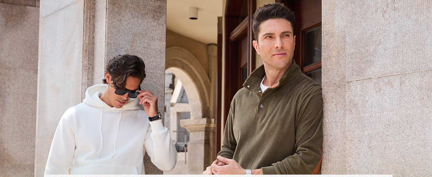 Men's Henley Shirts Long Sleeve Basic Waffle Pique Pullover T-Shirt with Pocket