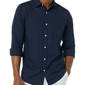 Men's Long-Sleeve Slim-Fit Stretch Poplin Shirt