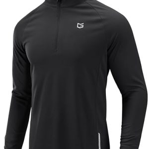 Men's Running Shirts Long Sleeve Athletic Shirt Lightweight Quick Dry Quarter Zip Pullover for Men Workout Gym Golf