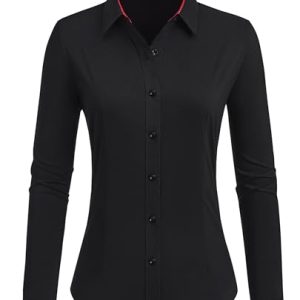 Button Down Shirts for Women Dress Shirts Cotton Long Sleeve Shirt for Women Wrinkle Free Stretch Work Blouse