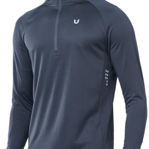 Quarter Zip Pullover Men Running Shirt Long Sleeve Moisture Wicking Quick Dry Athletic Workout