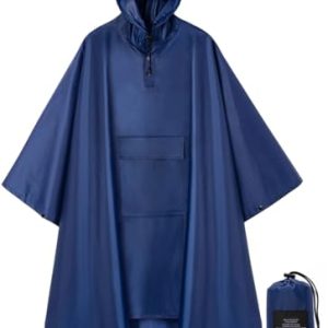 Hooded Rain Poncho Waterproof Raincoat Jacket for Men/Women/Adults with Pocket