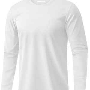 Men's Cotton Crewneck T-Shirts Long Sleeve Plain Tee Moisture Wicking Casual Tshirts Solid Color