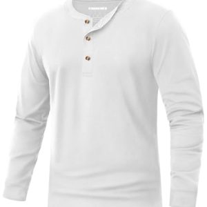Men's Long Sleeve Henley Cotton T Shirt Lightweight Pullover Shirt Casual 3 Button Undershirt Solid Basic Tops