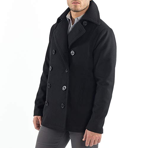 Mason Mens Wool Blend Classic Pea Coat Jacket