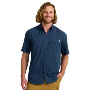 Tide Point Solid Short Sleeve Shirt, Button Down for Men