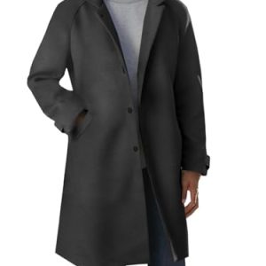 Mens Trench Coat Notched Collar Single Breasted Mid Long Peacoat Slim Fit Winter Warm Chunky Overcoat