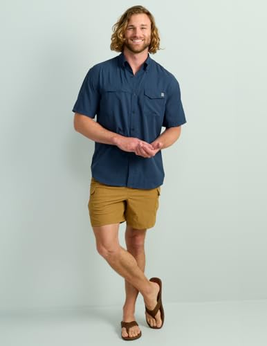 Tide Point Solid Short Sleeve Shirt, Button Down for Men