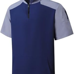 Wind and Water Resistant Cage Jacket Short Sleeve Golf Jacket Quarter Zip Pullover with Sleeve Pocket for Workout