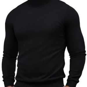 Mens Mock Turtleneck Sweater Long Sleeve Casual Pullover Sweater Slim Fit Basic Knit Tee