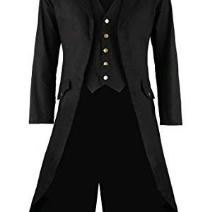 Men's Vintage Tailcoat Jacket Gothic Victorian Coat Uniform Halloween Costume with Pocket
