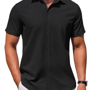 Men's Button Down Shirt Short Sleeve Casual Shirt for Men Summer Business Casual Dress Shirt
