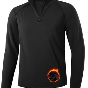 Men's Quarter Zip Fleece Pullover Thermal Running Shirts Lightweight Sweatshirt Long Sleeve Polo Shirt