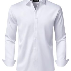 Men's Dress Shirts Long Sleeve Stretch Wrinkle Free Wedding Formal Business Button Down Shirt
