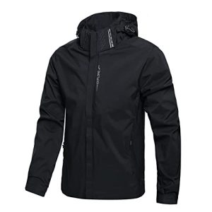 Men's Lightweight Waterproof Rain Jacket,Shell Hooded Outdoor Raincoat Hiking Windbreake jacket