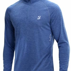 UPF 50+ Long Sleeve Shirts for Men - Quarter Zip Pullover Quick Dry Rash Guard for Running Golf Fishing Workout