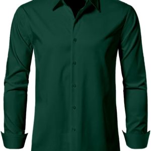 Men's Dress Shirts Formal Slim Fit Stretch Long Sleeve Button Down Shirt for Men Wrinkle Free Collar Business Shirts