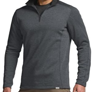 Men's Thermal Fleece Quarter Zip Sweater, Outdoor Lightweight Long Sleeve Pullover, Casual Mock Neck Polo Sweaters