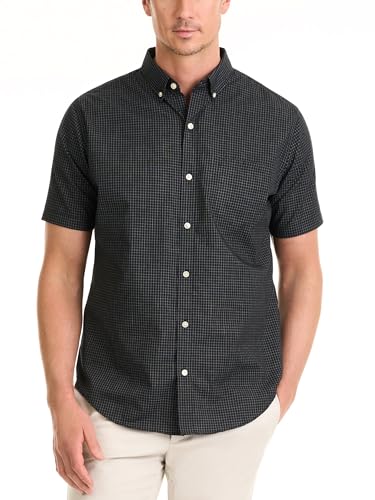 Men's Wrinkle Free Short Sleeve Button Down Check Shirt
