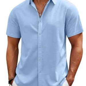 Mens Casual Beach Shirts Short Sleeve Button Down Shirts Summer Vacation Untucked Dress Shirts