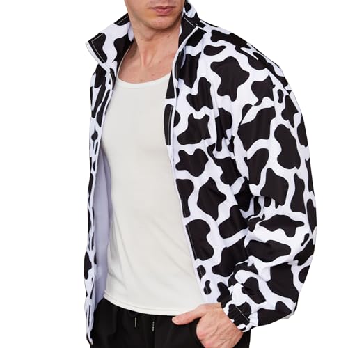 Mens Cow Casual Jackets Lightweight Fashion Sportswear Retro Windbreaker