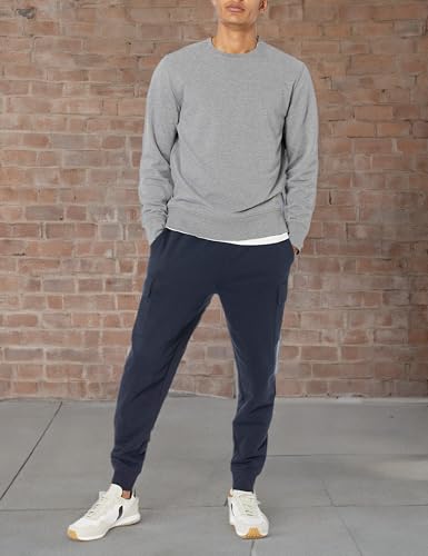 mens Long-Sleeve Lightweight Fleece French Terry Crewneck Sweatshirt