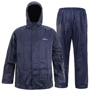 Men's Lightweight Waterproof Rain Suit - Reflective Jacket & Pants with Hood for Outdoor Work, Fishing, Hiking