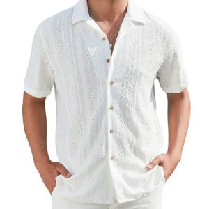 Mens Casual Button Down Shirts Short Sleeve Fashion Vacation Beach Shirts