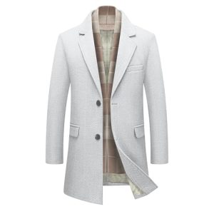 Men's Casual Trench Coat with Detachable Scarfs Notched Collar Single Breasted Overcoat