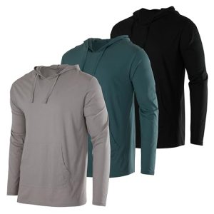 3 Pack: Men's Cotton Lightweight Casual Pullover Drawstring Hoodie With Pocket (Available In Big & Tall)