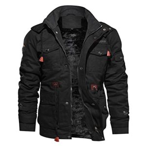 Men's Winter Jacket Cotton Military Jackets Fleece Lined Thick Work Warm Cargo Coats with Hooded