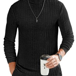 Men's Mock Turtleneck Shirts Long Sleeve Underwear Tops Fleece Ribbed Knit Pullover Sweater Basic Thermal Sweatshirts