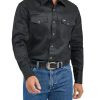 Men's Cowboy Cut Western Chambray Snap Long Sleeve Work Shirt