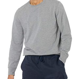mens Long-Sleeve Lightweight Fleece French Terry Crewneck Sweatshirt