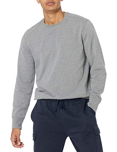 mens Long-Sleeve Lightweight Fleece French Terry Crewneck Sweatshirt