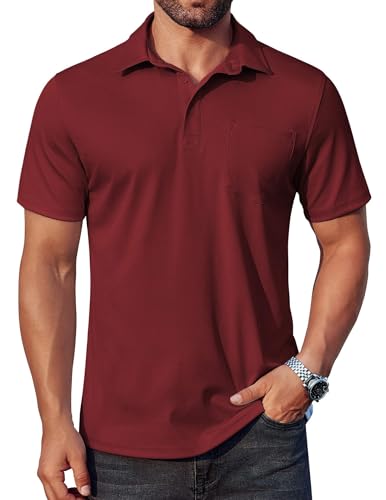 Men's Polo Shirts Short Sleeve Casual Shirts with Pocket