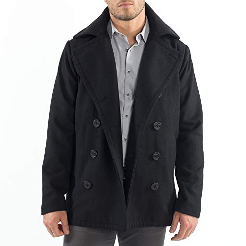 Mason Mens Wool Blend Classic Pea Coat Jacket