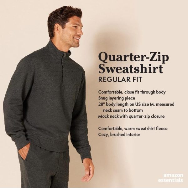 mens Long-Sleeve Quarter-Zip Pullover Fleece Sweatshirt