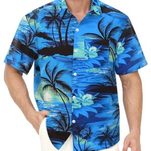 Hawaiian Shirt for Men with Pocket - Button Down Wrinkle-Resistant for Beach, Pool Parties (S-4XL)