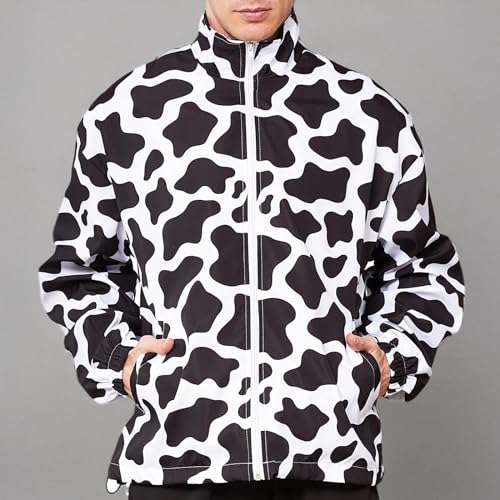 Mens Cow Casual Jackets Lightweight Fashion Sportswear Retro Windbreaker