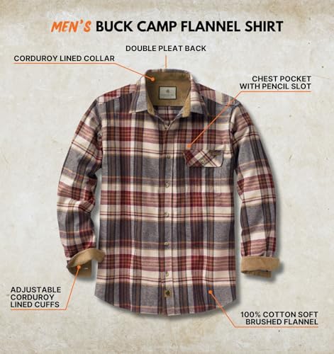 Men's Flannel Shirt Long Sleeve Button Down 100% Cotton