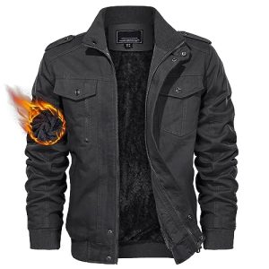 Men's Winter Jacket-Fleece Cotton Military Coat Thicken Casual Cargo Bomber Jacket