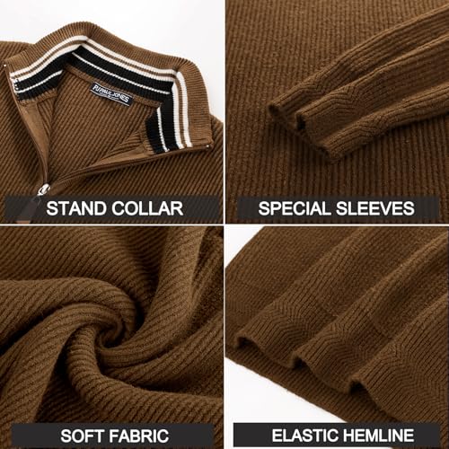 Men Quarter Zip Pullover Sweaters Casual Lightweight Knit Dress Sweater