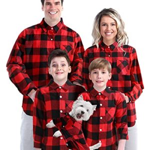 Matching Shirt Sets for Couples Christmas Buffalo Plaid Flannel Shirt for Xmas Holiday
