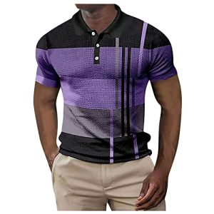 Men's Short Sleeve Polo Shirts Casual Golf Printed T-Shirts Summer Sport Moisture Wicking Performance Shirt