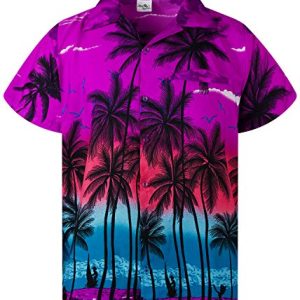 Men JK-Beach Ugly-Shirt Regular Button-Down Short-Sleeve Hawaii-Shirt Sunset Ocean-Time