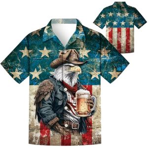 Men Oktoberfest Shirt,American FlagShirt,Funny Halloween Thanksgiving Hawaiian Short Sleeve Shirts Men
